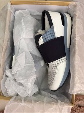 MICHAEL Michael Kors White, Light Blue & Navy Slip-On Sneakers